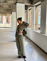 Garment Washing Cut-Out Hood Zip-up