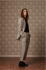 Cropped slacks - Beige check (4618141859958)