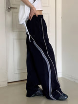 ナイロン配色ロングワイドスパントレーニングパンツ/marinet nylon coloring long wide spandex training pants