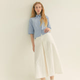 コットンプリーツAラインスカート / Cotton Pleats A-Line Long Skirt (Ivory)