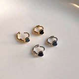 ワンタッチミニブラックハートピアス (2 colors)