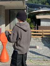 ウォーマーニットフードジップアップ