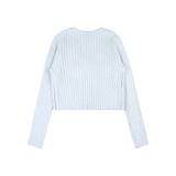 RIBBON RIBBED CARDIGAN