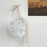 SKYBLUE FLOWER STRING POUCH