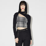 Layered Check Knit Set [BLACK] (6638337884278)