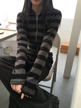 Chipo ストライプブラッシュクロップジップアップ
