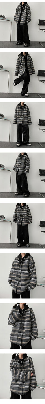 Neck Thick Patterned Unit Price Ravintage Round Knit Jacket