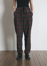 DREAMCATCHER CHECK LOOSE-FIT PANTS (Khaki) (6680169611382)