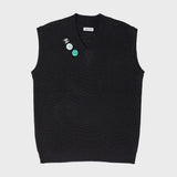 BADGE KNIT VEST (BLACK) (6603658395766)