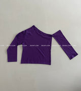 アンバランスオフショルダーノットTシャツ