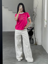 プリヴェラインワイド-レッグデニムジーンズ / PRIVÉ LINED WIDE-LEG DENIM JEANS - CREAM/DENIM BLUE