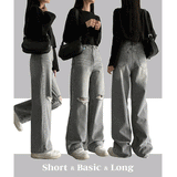 【ショート・ベーシック・ロング/S～2XL】シュークウォッシュワイドデニムパンツ