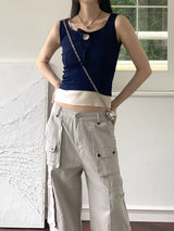 ケーズY2Kグレーポケットカーゴコットンパンツ/Keds Y2K Gray Pocket Cargo Cotton Pants