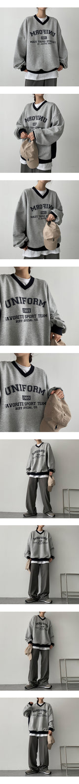 デウェイトスリットカラーリングユニフォームスウェットシャツ / Deweit Slit Coloring Uniform Sweatshirt