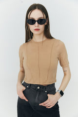 ピンタック テンセル Tシャツ / PinTuck Tencel Tee [Beige]