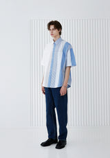 SOLID & MULTI STRIPE HALF SHIRT BLUE (6566875070582)