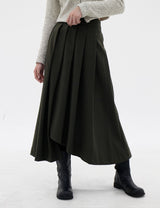 アンバランスプリーツスカート / Unbalanced pleated skirt (2color)