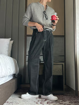 クボセミワイドローデニムパンツ / Kubo Semi-Wide Raw Denim Pants (2 colors)