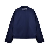 [UNISEX] Satin-Trimmed Padded Racing Jacket (Navy)