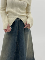 スプリットポイントオフショルダーニット/Split Point Off-Shoulder Knit (2color)