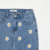 ストレートフィットフラワー刺繍デニムパンツ/IZ*ONE CHEWON, LOVELYZ KEI, ROCKET PUNCH YEONHEE WORN STRAIGHT FIT FLOWER EMBROIDERY DENIM PANTS [6663]