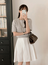 Natural Pleated Midi Skirt (2color)