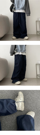 Bicol String Pleated Cargo Wide Pants
