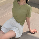 デイリーラベルセミクロップショートスリーブTシャツ