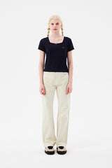 スモールチェリースクエアネッククロップTシャツ / SMALL CHERRY SQUARE NECK CROP T-SHIRT [NAVY]