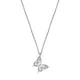CUBIC ZIRCONIA SILVER BUTTERFLY PENDANT NECKLACE