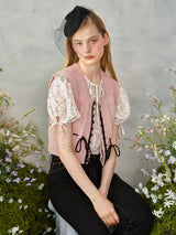 プチリボンニットベスト / Petite Ribbon Knit Vest (Pink)
