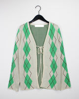 アーガイルリボンカーディガン / Argyle Ribbon Cardigan (3color)