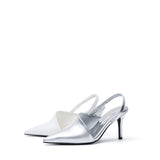 Stiletto Sling-Back Sandal Heel(White)