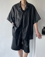 SI レザーオーバーサイズフィットショートスリーブシャツ / SI Leather Oversized Fit Short-Sleeved Shirt (3XL)