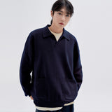 Oversize out pocket cotton knite K9 Navy (6630210797686)