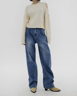 no.535 ピンタックミディアムデニムパンツ/no.535 Pintuck Medium Blue Denim Pants