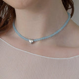 ブルーソーダジェムストーンサージカルネックレス/Blue soda gemstone surgical necklace