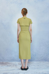 HIDE Slit Band Long Skirt (Olive) (6570965762166)