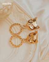 メルビーザキャットシリーズ - アンティークキャットノブピアス / Melbie The Cat Series - Antique Cat Knobs Piercing (Gold ver.)