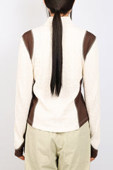 エアケーブルニットハーフ2WAYジップアップジャケット / AIR CABLE KNIT HALF 2WAY ZIP UP JACKET-ECRU SIENNA