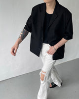 SI linen short-sleeved three-button jacket (2 colors)