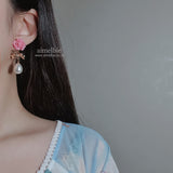 ピンクローズピアス