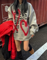 [UNISEX] Heart lettering oversized fit sweatshirt