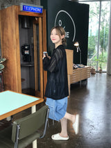 Slush denim half pants