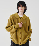 RELAXED KNIT  COLLAR CARDIGON (MUSTARD)