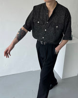 CR ツイードラウンドハーフシャツ / CR Tweed Round Half Shirt (2 colors)