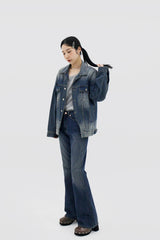 ジンチョンボクシーフィットデニムジャケット / deep blue over Fit Denim Jacket