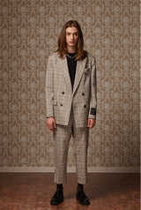 Two-button suit jacket - Beige check (4622118912118)