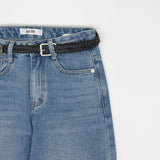 ワイドフィットベルトセットスリットデニムパンツ / SONG JI HYO, VIVIZ EUNHA, SISTAR HYRIN, EVERGLOW AISHA, NATURE LU, STAYC ISA, FROMIS_9 SAEROM WORNSEMI WIDE FIT BELT SET SLIT DENIM PANTS [6607]