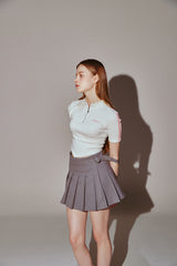 Lace Tape Half Zip-Up Ivory
